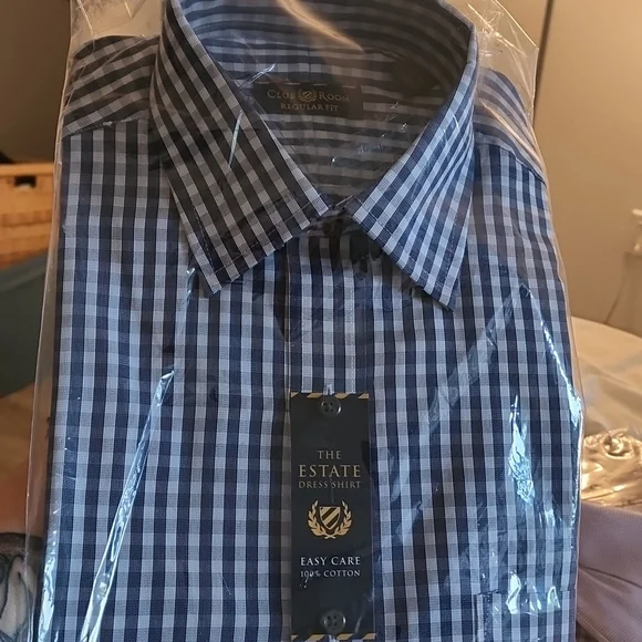 club room estate dress shirt Club Room | Shirts | Club Room The Estate Regular Fit Blue Gingham Collar Dress  Shirt 5 12 323